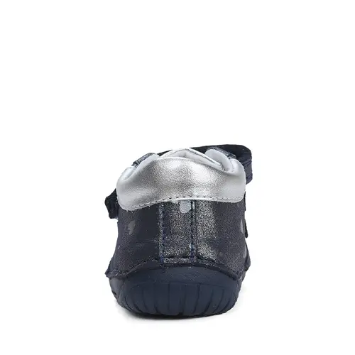 Pantofi copii, piele naturala, barefoot, bleumarin sidef, inimioare, D.D.Step- S070-42189-25-D.D. Step