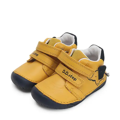 Pantofi copii, piele naturala, barefoot, galben, elefant, D.D.Step- S070-42919-25-D.D. Step