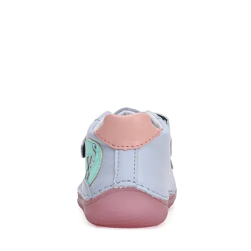 Pantofi copii, piele naturala, barefoot, talpa flexibila fluorescenta, pisica, albastru, D.D.Step- S073-42803-25-D.D. Step