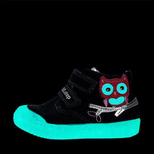 Pantofi copii, piele naturala, talpa fosforescenta, bleumarin, bufnita, D.D.Step- S066-42820B-25-