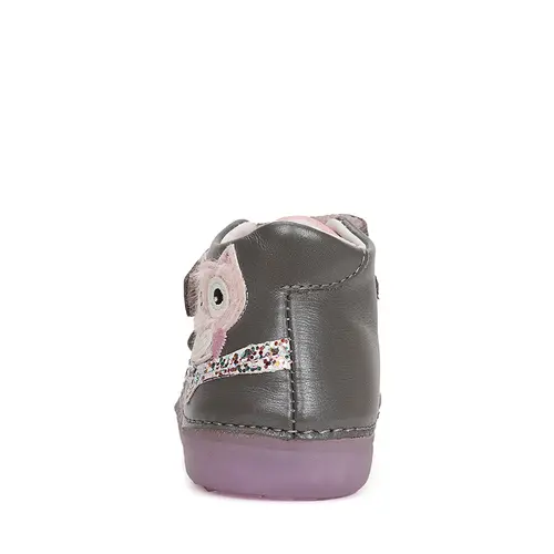 Pantofi copii, piele naturala, talpa fosforescenta, gri inchis, bufnita, D.D.Step- S066-42820A-25-D.D. Step Pantofi copii, piele naturala, talpa fosforescenta, gri inchis, bufnita, D.D.Step- S066-42820A-25-D.D. Step