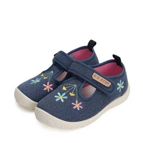 Pantofi interior, material textil, bleumarin, floricele, D.D.Step- CSG-41133-25-D.D. Step