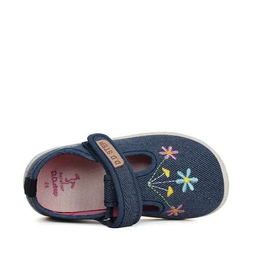Pantofi interior, material textil, bleumarin, floricele, D.D.Step- CSG-41133-25-D.D. Step