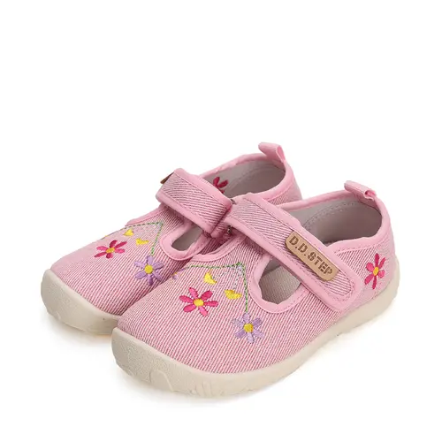 Pantofi interior, material textil, roz, floricele, D.D.Step- CSG-41133A-25-D.D. Step