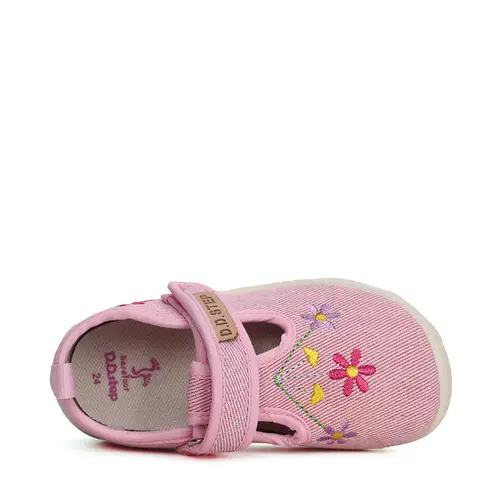 Pantofi interior, material textil, roz, floricele, D.D.Step- CSG-41133A-25-D.D. Step