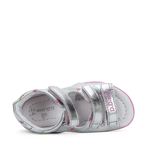 Sandale fete, piele naturala, stelute curcubeu, argintiu, D.D.Step- G075-41906E-23-D.D. Step Sandale fete, piele naturala, stelute curcubeu, argintiu, D.D.Step- G075-41906E-23-D.D. Step