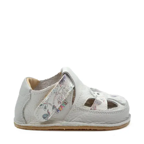 Sandale barefoot, primii pasi, piele naturala, talpa flexibila, alb, print, Rene- Ari-100-4-17-Ariana Baby Shoes Sandale barefoot, primii pasi, piele naturala, talpa flexibila, alb, print, Rene- Ari-100-4-17-Ariana Baby Shoes