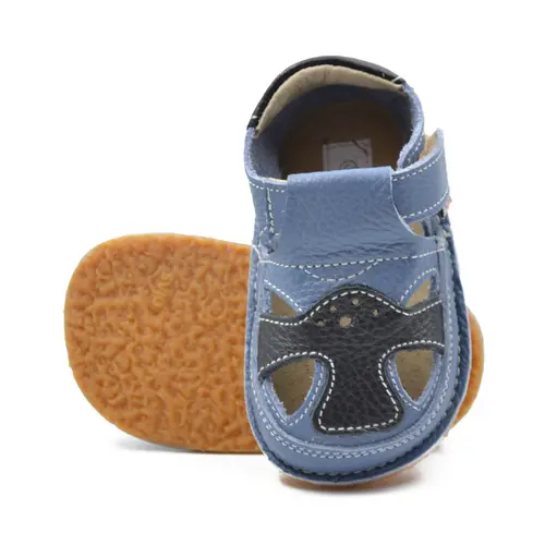 Sandale barefoot, primii pasi, piele naturala, talpa flexibila, albastru, GENES- Ari-100-1-17-Ariana Baby Shoes