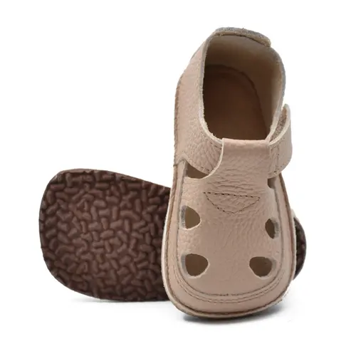 Sandale copii cu scai și talpă flexibilă de cauciuc, cappuccino- RO-13-13-24-By Pebebe