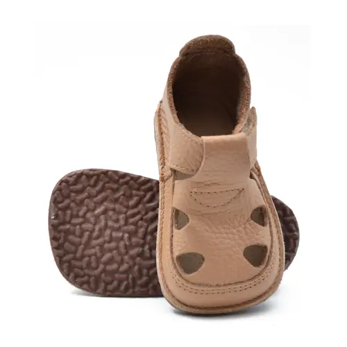 Sandale copii cu scai și talpă flexibilă de cauciuc, maro- RO-13-14-24-By Pebebe