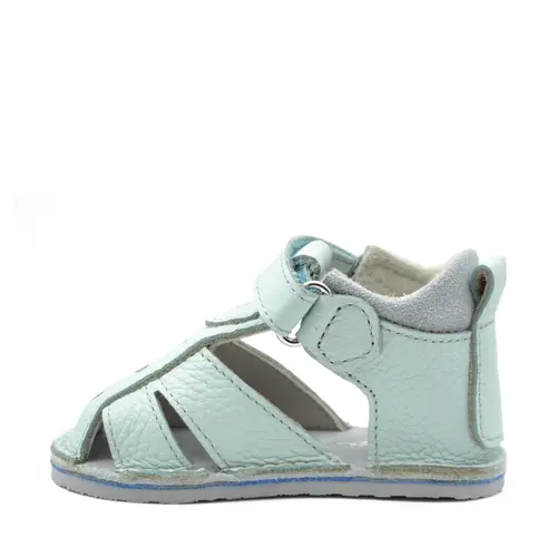 Sandale copii, barefoot, primii pasi, piele naturala, talpa flexibila, inchidere cu scai, baby blue- RO-100-11-24-By Pebebe Sandale copii, barefoot, primii pasi, piele naturala, talpa flexibila, inchidere cu scai, baby blue- RO-100-11-24-By Pebebe