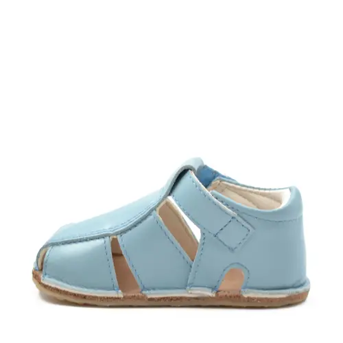 Sandale din piele naturală  cu scai și talpă din cauciuc flexibil, azur, LUY- RO-12-Azur-24-By Pebebe