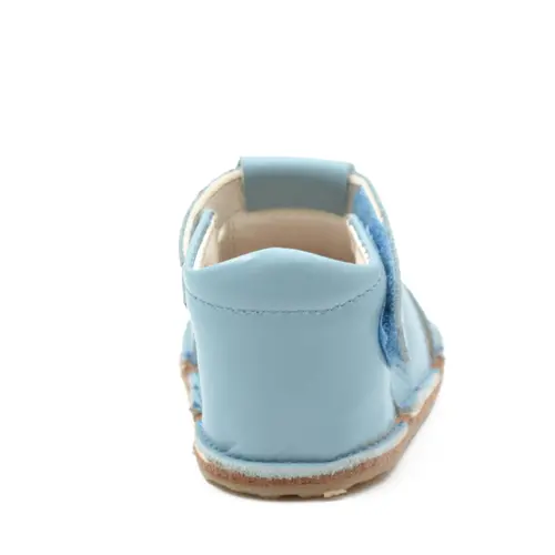 Sandale din piele naturală  cu scai și talpă din cauciuc flexibil, azur, LUY- RO-12-Azur-24-By Pebebe