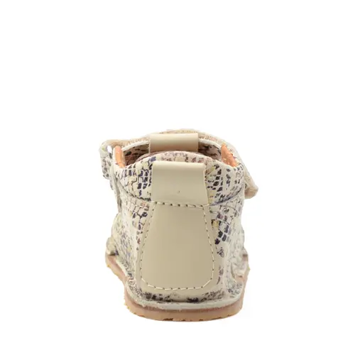 Sandale copii, barefoot, primii pasi, piele naturala, talpa flexibila, inchidere cu scai, imprimeu- RO-100-14-24-By Pebebe