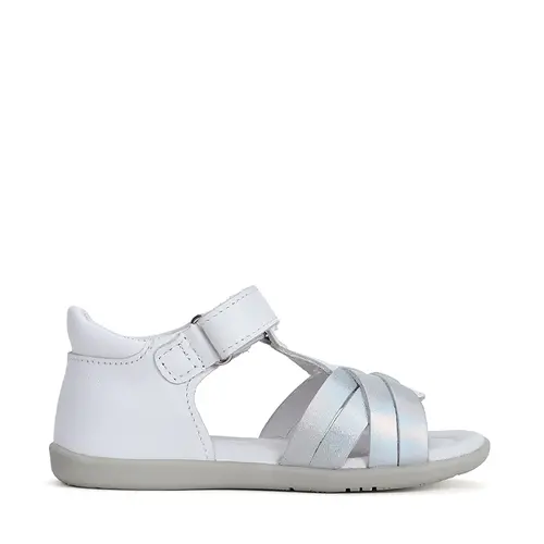 Sandale fete, piele naturala, alb cu barete argintii, D.D.Step- G075-41955BM-30-D.D. Step