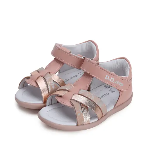 Sandale fete, piele naturala, roz cu barete roz sidef, D.D.Step- G075-41955AM-30-D.D. Step