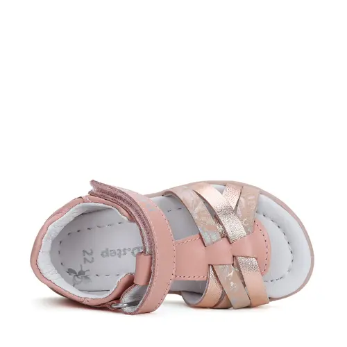 Sandale fete, piele naturala, roz cu barete roz sidef, D.D.Step- G075-41955AM-30-D.D. Step