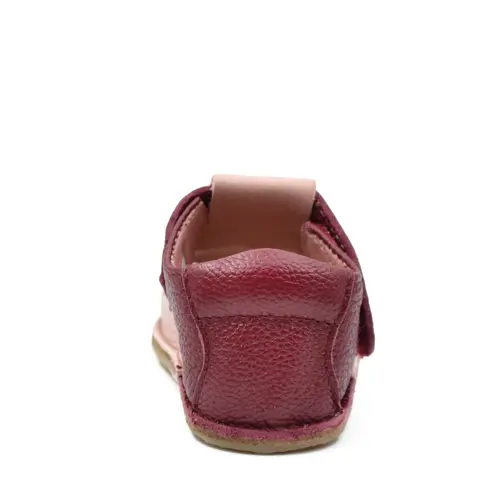 Sandale primi pasi cu scai, talpă flexibilă de cauciuc, perforatii  laterale, buburuza, grena- RO-20-4-19-By Pebebe