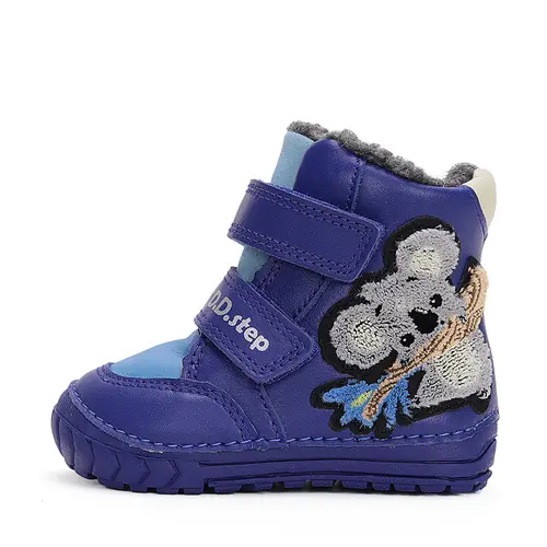 Ghete baieti, piele naturala, talpa flexibila, albastru, urs Koala, D.D.Step- W029-42498-24-D.D. Step