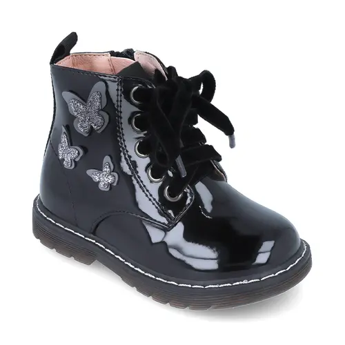 Ghete fete, inchidere siret si fermoar, Mini Matilde, negru, fluturas, Garvalin- 241340-A054-27-Garvalin