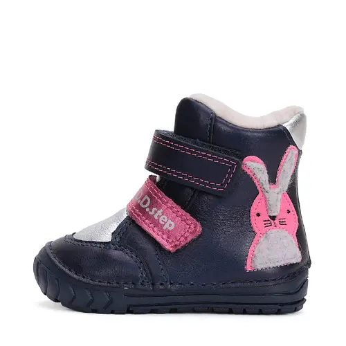 Ghete fete, piele naturala, captuseal din blana, talpa flexibila, bleumarin, iepuras, D.D.Step- W029-42392-24-D.D. Step