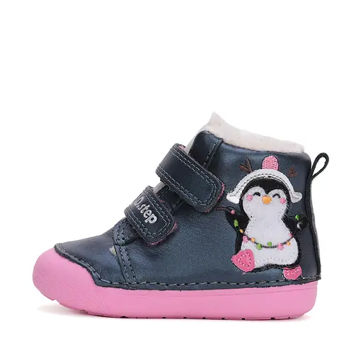 Ghete fete, piele naturala, talpa flexibila, captusite, bleumarin, pinguin, D.D.Step- W066-42268-25-D.D. Step
