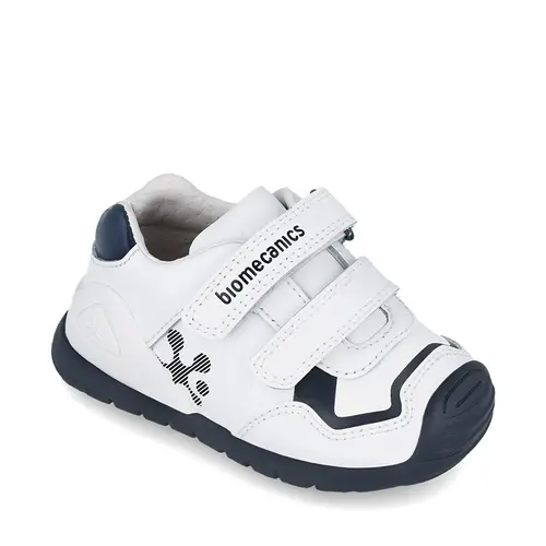 Pantofi copii, piele naturala, Biogateo Sport, alb, albastru, Biomecanics- 241001-A578-23-Biomecanics