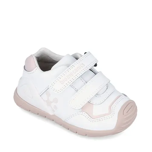 Pantofi copii, piele naturala, Biogateo Sport, alb,roz, Biomecanics- 241001-B786-23-Biomecanics