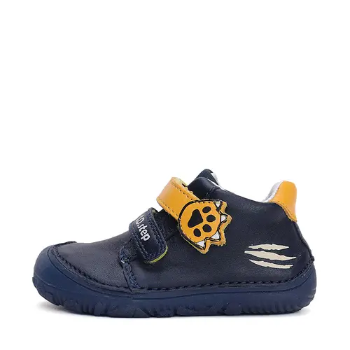 Pantofi copii, piele naturala, barefoot, talpa flexibila fluorescenta, tigru, bleumarin, D.D.Step- S073-42135-25-D.D. Step
