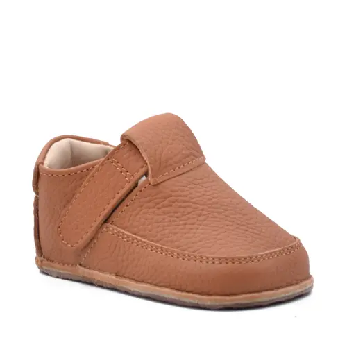 Pantofi din piele moale cu talpa flexibila si captuseala, maro cognac- RO-15-13-22-By Pebebe