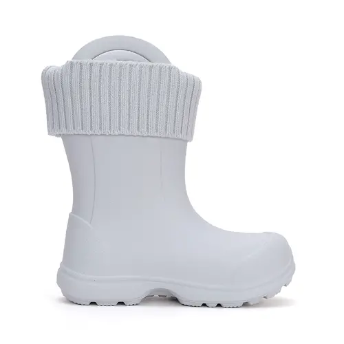 Cizme de cauciuc pentru copii, interior din material textil detasabil, gri deschis, D.D.Step - I106-42645-32/33-
