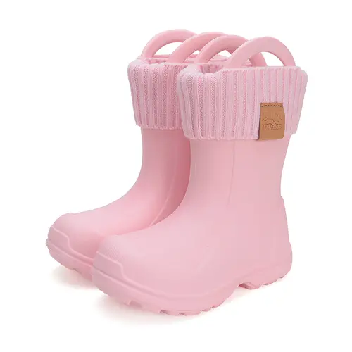 Cizme de cauciuc pentru copii, interior din material textil detasabil, roz deschis, D.D.Step - I106-42545-32/33-