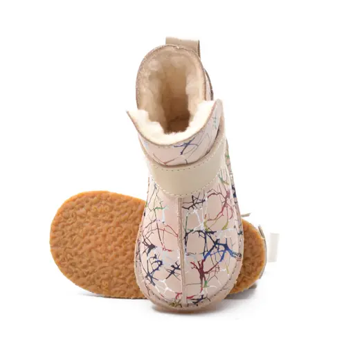 Cizme din piele pentru copii, talpa flexibila, imblanite, crem pictat- RO-106-20-24-By Pebebe Cizme din piele pentru copii, talpa flexibila, imblanite, crem pictat- RO-106-20-24-By Pebebe