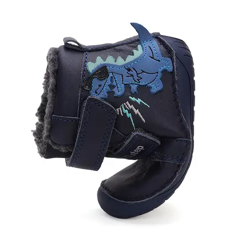 Ghete baieti barefoot, piele naturala, captusite, bleumarin, dinozaur, D.D.Step - W070-42838-25-