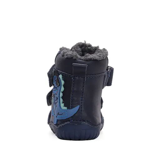 Ghete baieti barefoot, piele naturala, captusite, bleumarin, dinozaur, D.D.Step - W070-42838-25-