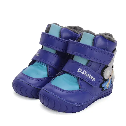 Ghete baieti, piele naturala, talpa flexibila, albastru, urs Koala, D.D.Step - W029-42498-24-