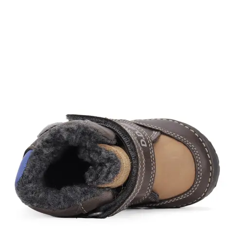 Ghete baieti, piele naturala, talpa flexibila, maro inchis, urs Koala, D.D.Step - W029-42498A-24-