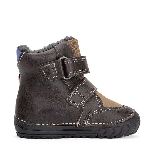 Ghete baieti, piele naturala, talpa flexibila, maro inchis, urs Koala, D.D.Step - W029-42498A-24-