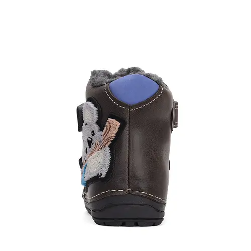 Ghete baieti, piele naturala, talpa flexibila, maro inchis, urs Koala, D.D.Step - W029-42498A-24-