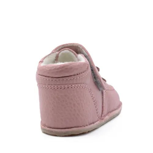 Ghete barefoot copii, piele naturala, captuseala textila, talpa din cauciuc, urs, roz - RO-23-2-24-By Pebebe