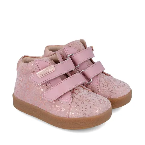 Ghete copii, piele naturala, Peke, roz cu stelute, Garvalin - 241316-B777-24-