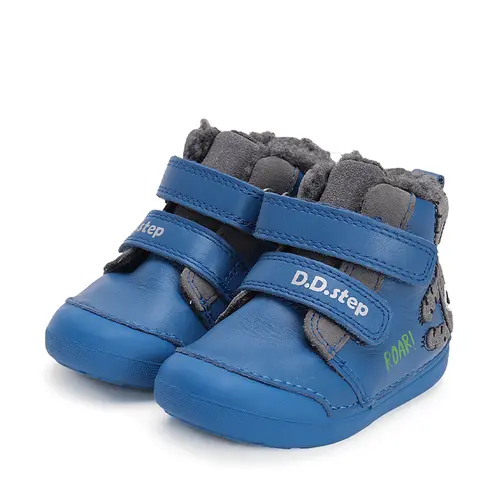 Ghete baieti, piele naturala, talpa flexibila, captusite, albastru, tigru, D.D.Step - W066-42218A-25-