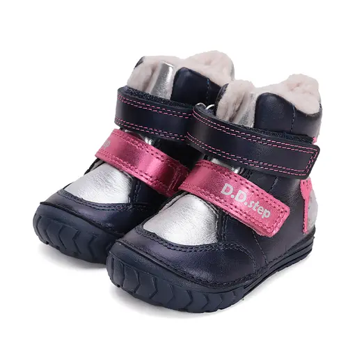 Ghete fete, piele naturala, captuseal din blana, talpa flexibila, bleumarin, iepuras, D.D.Step - W029-42392-24-