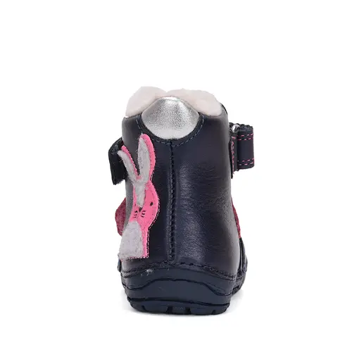 Ghete fete, piele naturala, captuseal din blana, talpa flexibila, bleumarin, iepuras, D.D.Step - W029-42392-24-