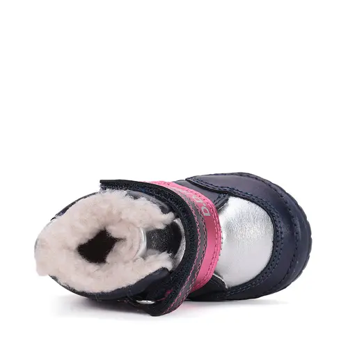 Ghete fete, piele naturala, captuseal din blana, talpa flexibila, bleumarin, iepuras, D.D.Step - W029-42392-24-