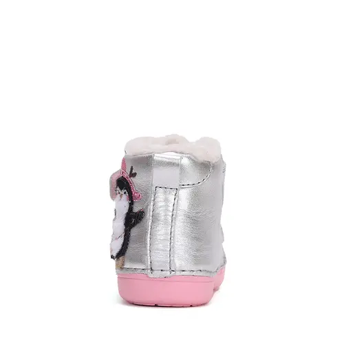 Ghete fete, piele naturala, talpa flexibila, captusite, argintiu, pinguin, D.D.Step - W066-42268B-25-