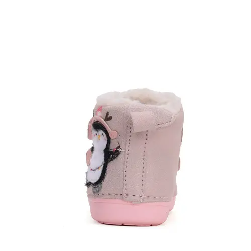 Ghete fete, piele naturala, talpa flexibila, captusite, roz, pinguin, D.D.Step - W066-42268A-25-