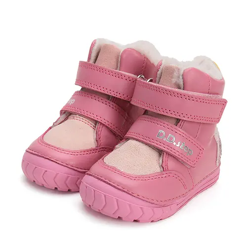 Ghete fete, piele naturala, captuseal din blana, talpa flexibila, roz, iepuras, D.D.Step - W029-42392A-24-