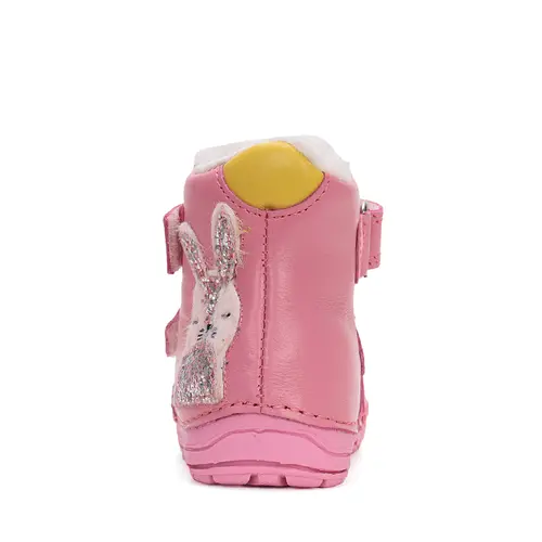 Ghete fete, piele naturala, captuseal din blana, talpa flexibila, roz, iepuras, D.D.Step - W029-42392A-24-