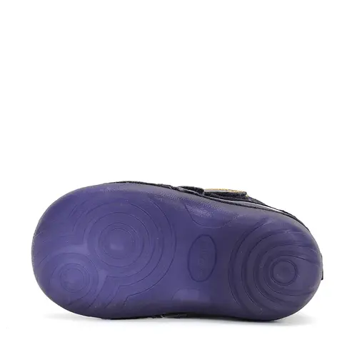 Ghete copii, piele naturala, talpa flexibila si fluorescentă, imblanite, bleumarin, bufnita, D.D.Step - W015-42249B-24-